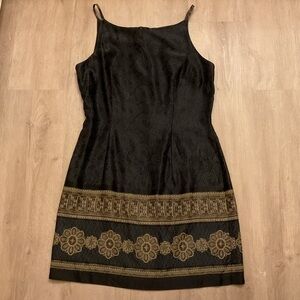 ✨2026 SALE ITEM✨Vintage All That Jazz Black Gold Trim Sheath Dress 90s Sz 11/12